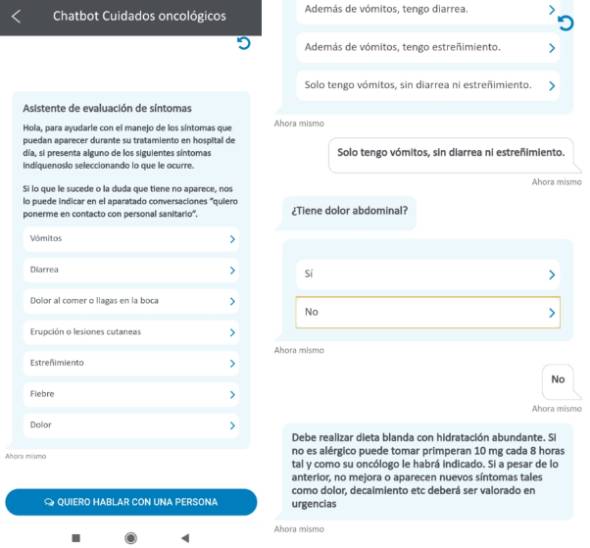 2021 11 22 Ejemplo de visualización del chatbot del Hospital de Día en el Portal del Paciente